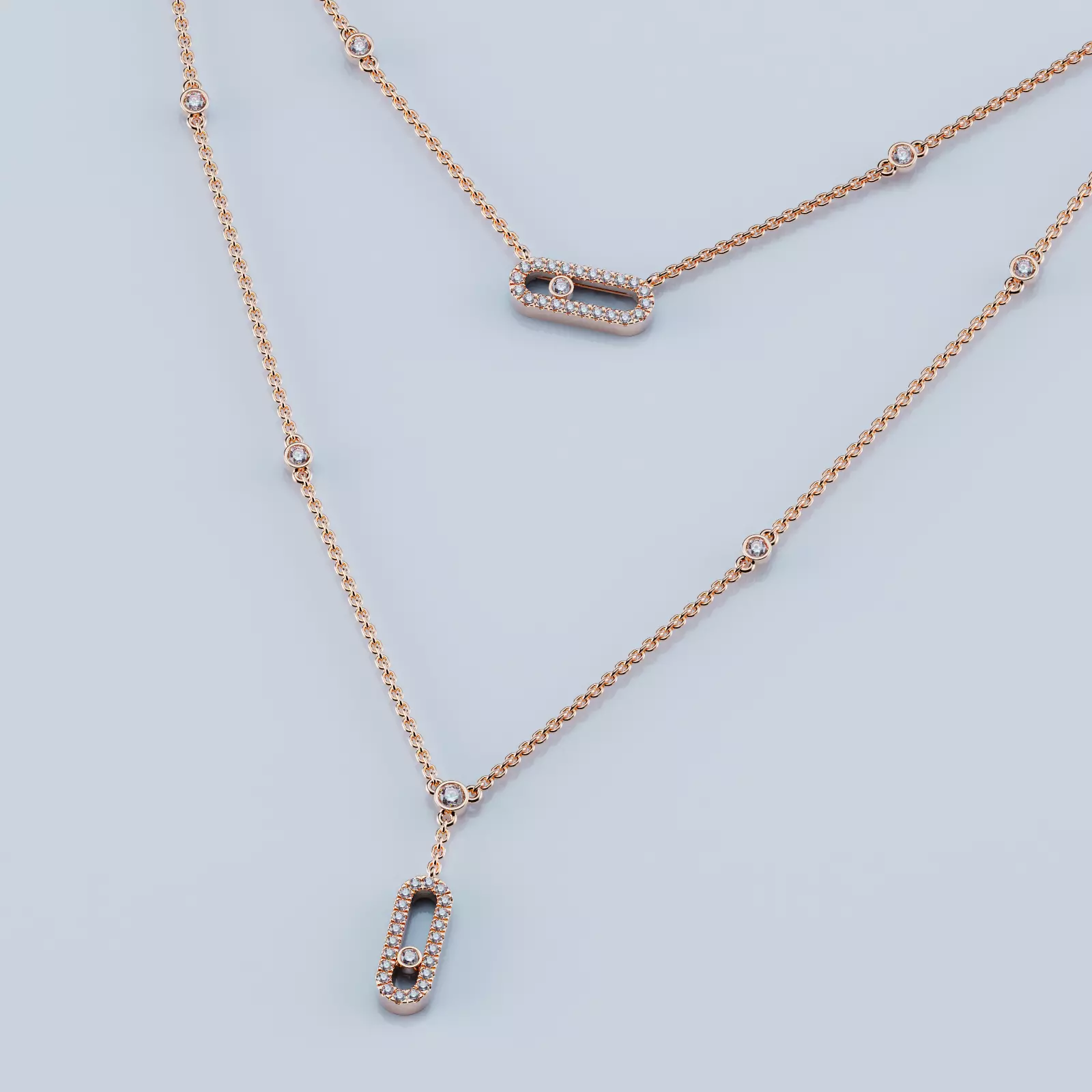 Messika Pendant Necklace Move Uno 2 Rows Pave 3D print model_0