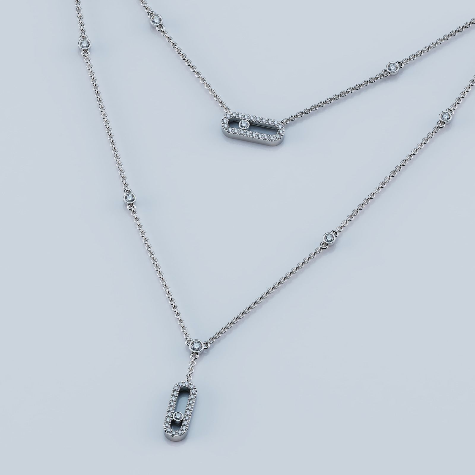 Messika Pendant Necklace Move Uno 2 Rows Pave 3D print model_1