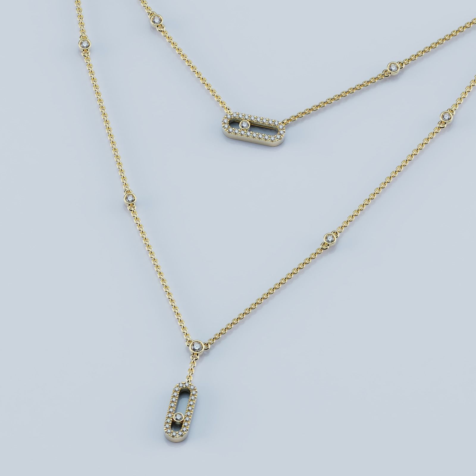 Messika Pendant Necklace Move Uno 2 Rows Pave 3D print model_2