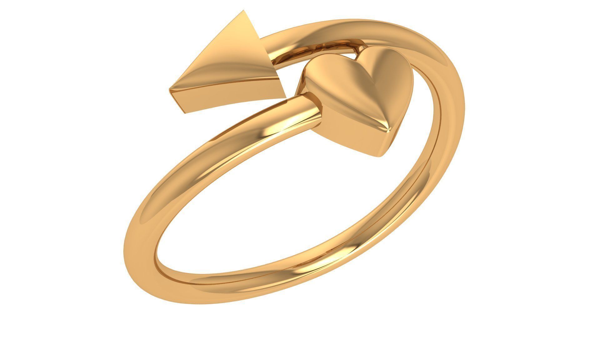 Love Arrow Plain Gold Ring 3dm stl renders details 3D print model_1