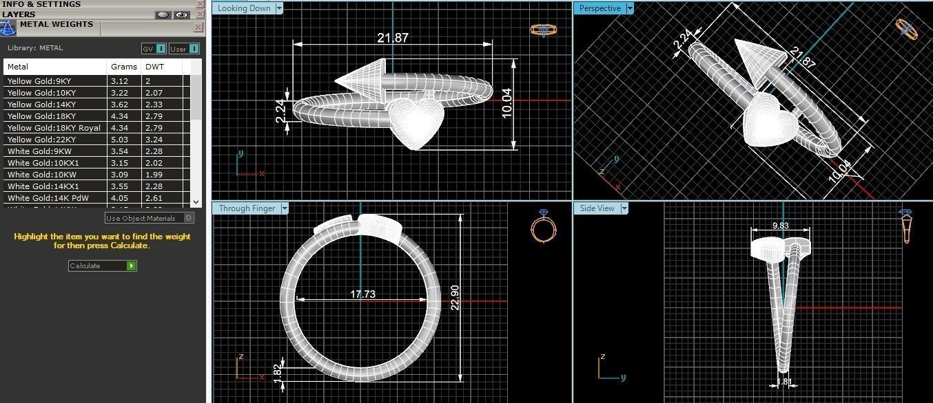 Love Arrow Plain Gold Ring 3dm stl renders details 3D print model_3