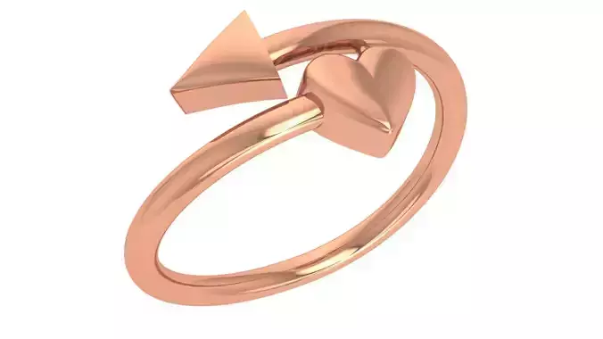 Love Arrow Plain Gold Ring 3dm stl renders details 3D print model