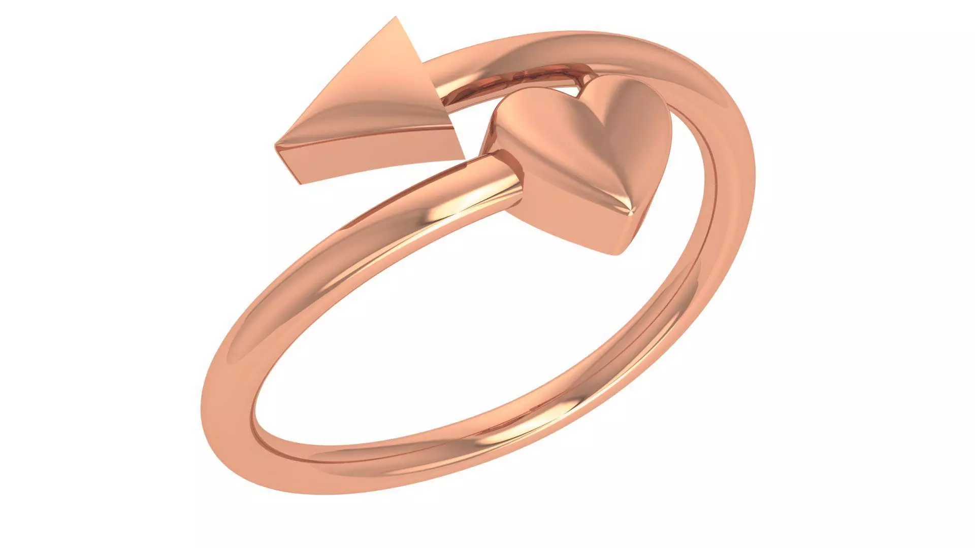 Love Arrow Plain Gold Ring 3dm stl renders details 3D print model_0