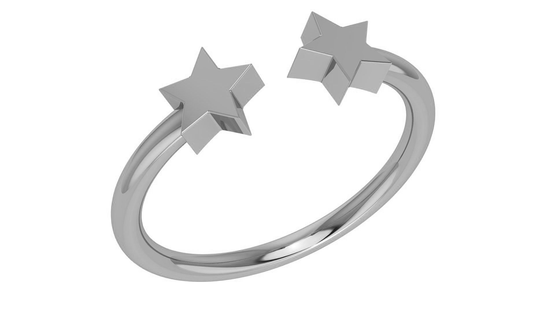 Star Couple Plain Gold Ring 3dm stl renders details 3D print model_2
