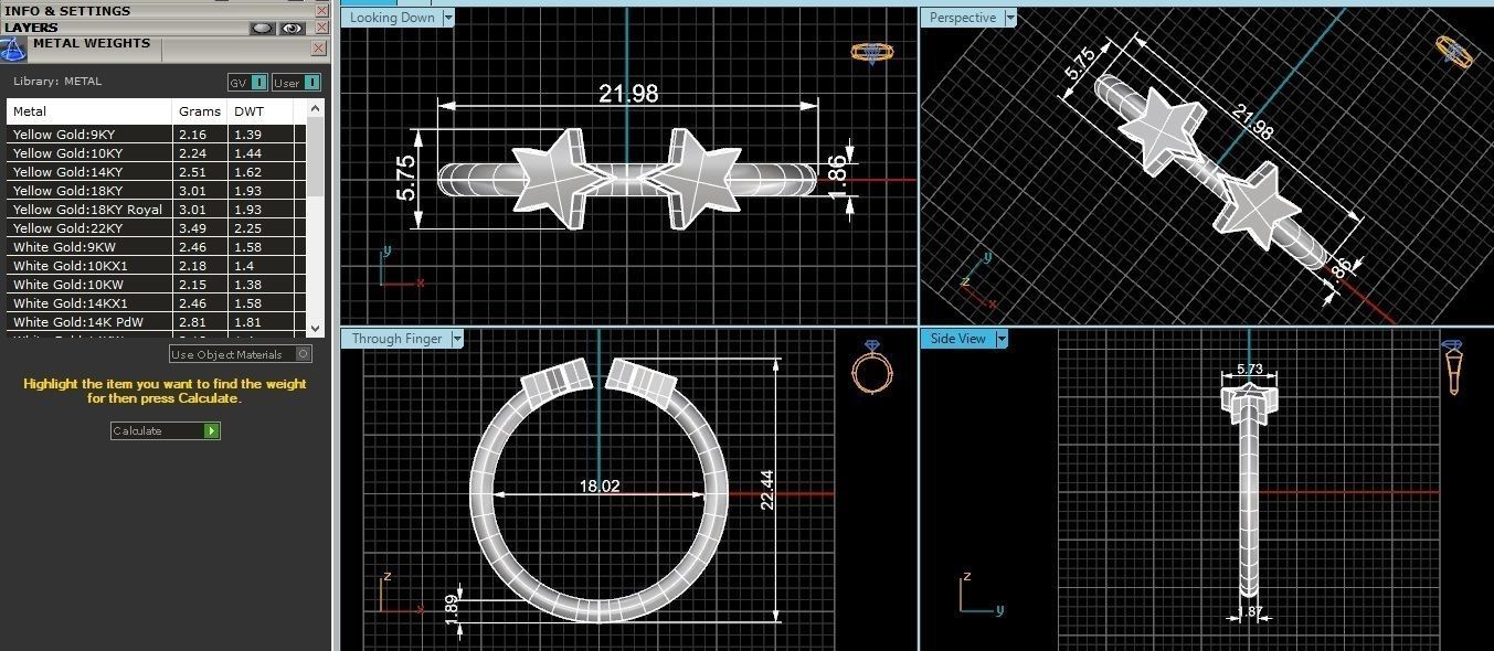 Star Couple Plain Gold Ring 3dm stl renders details 3D print model_3