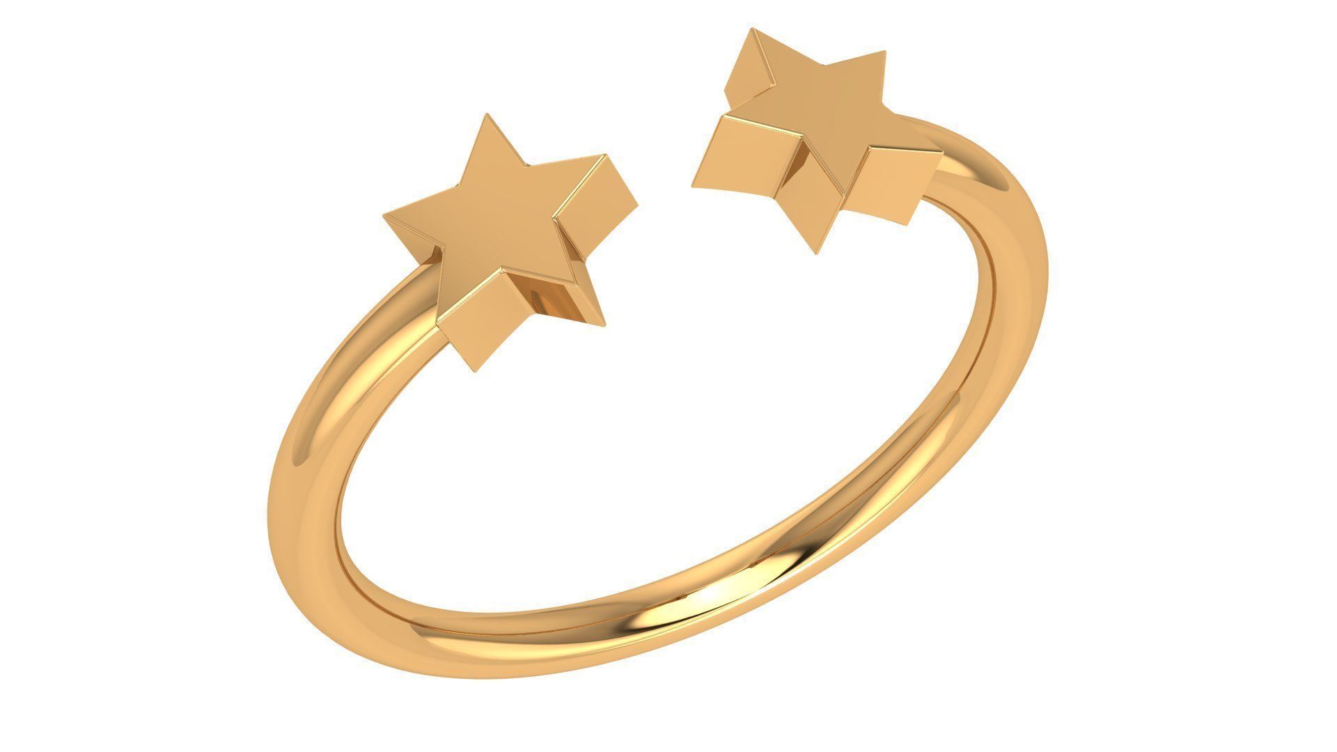 Star Couple Plain Gold Ring 3dm stl renders details 3D print model_1