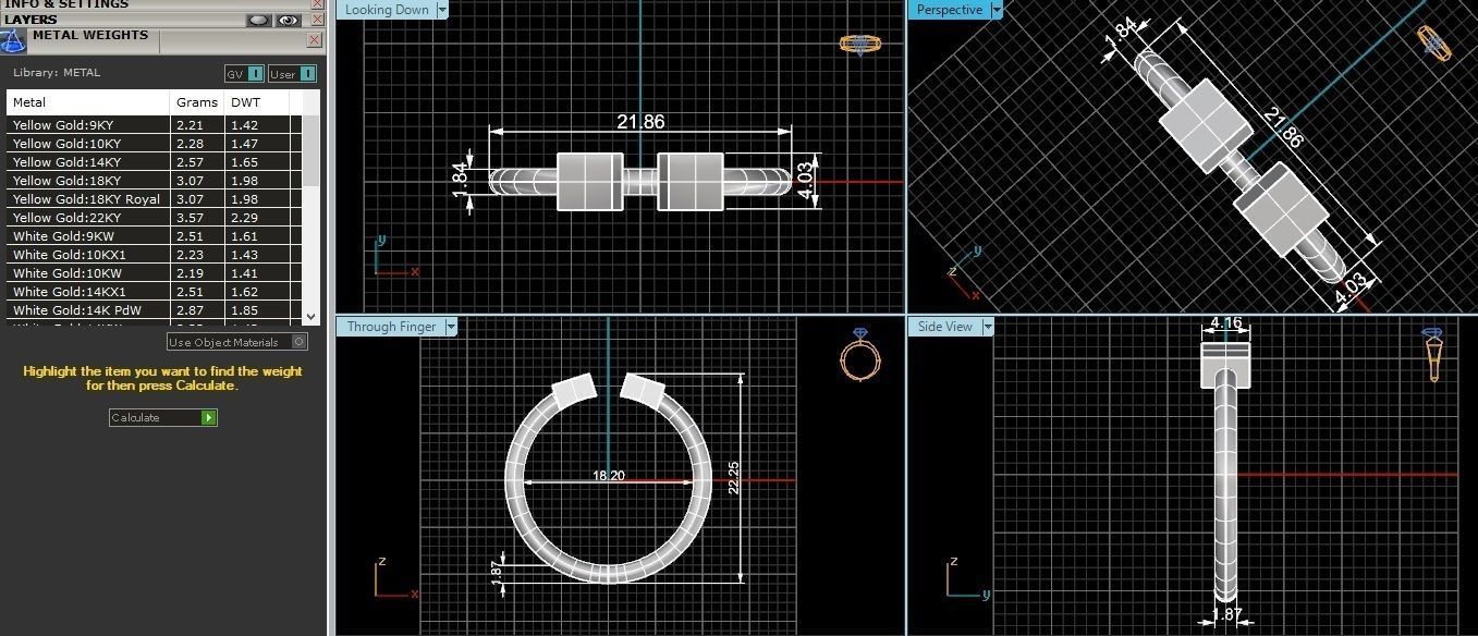Cube Head Plain Gold Ring 3dm stl renders details 3D print model_3