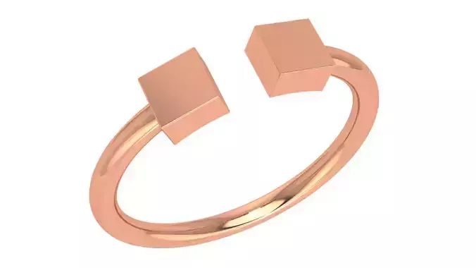 Cube Head Plain Gold Ring 3dm stl renders details 3D print model