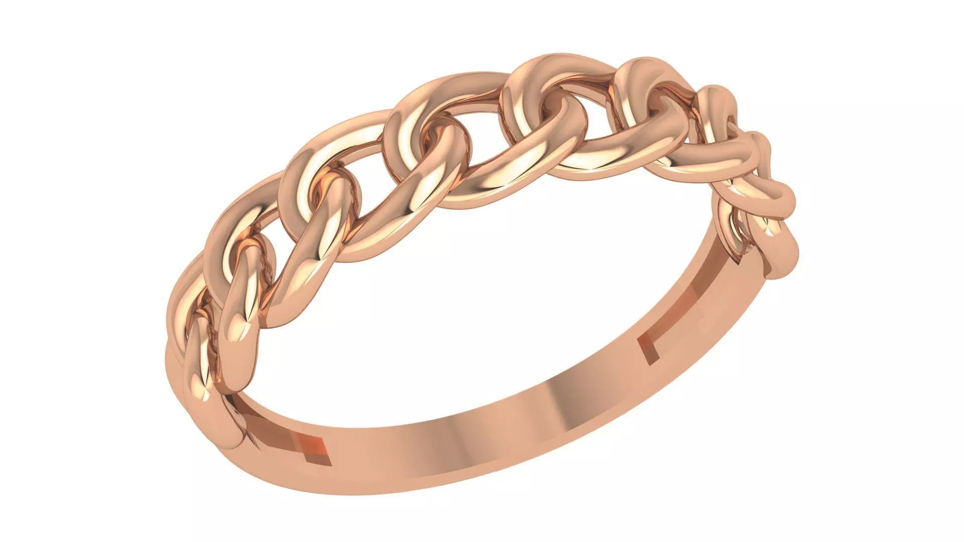 Cuban Chain Wire Mesh Plain Gold Ring 3dm stl renders details 3D print model_0