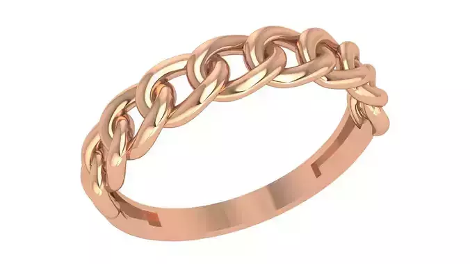 Cuban Chain Wire Mesh Plain Gold Ring 3dm stl renders details 3D print model