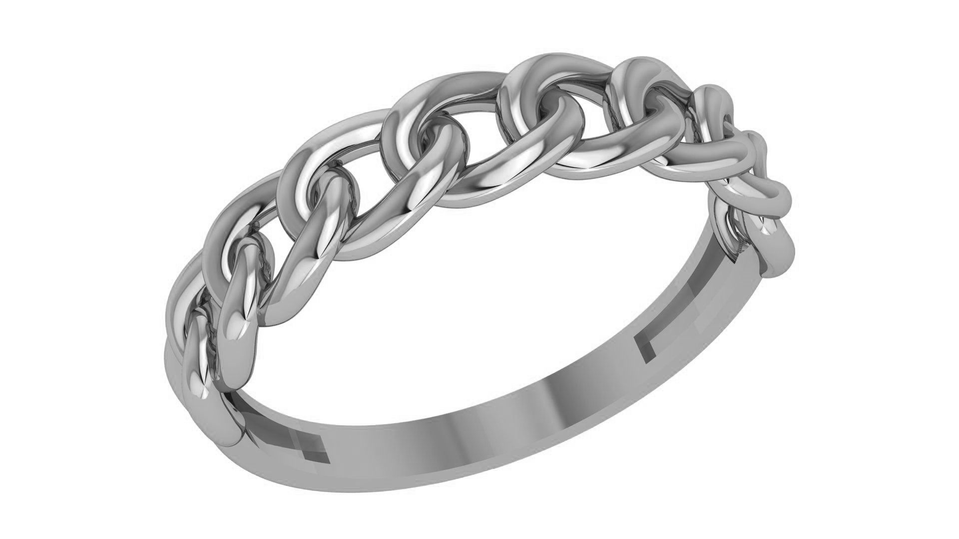 Cuban Chain Wire Mesh Plain Gold Ring 3dm stl renders details 3D print model_2