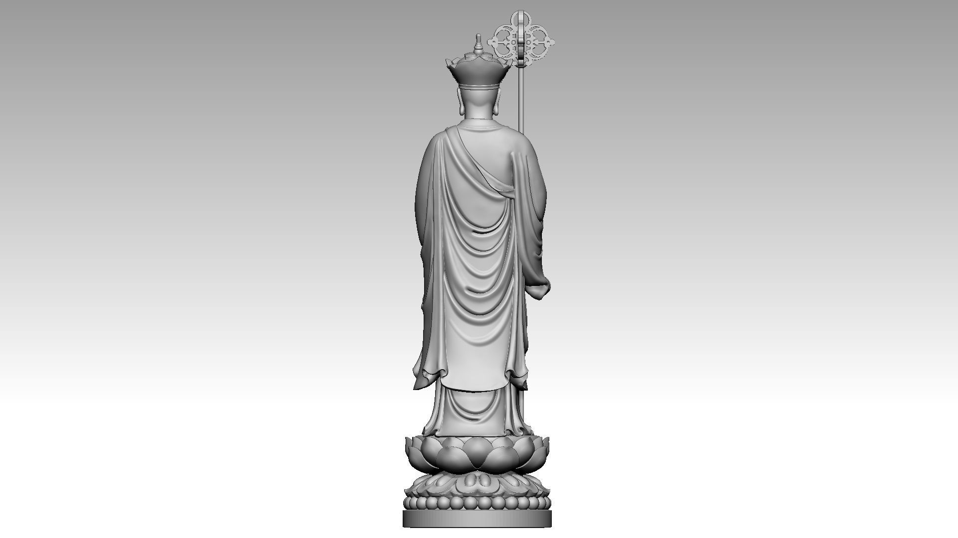 Ksitigarbha with a staff 3D print model_4