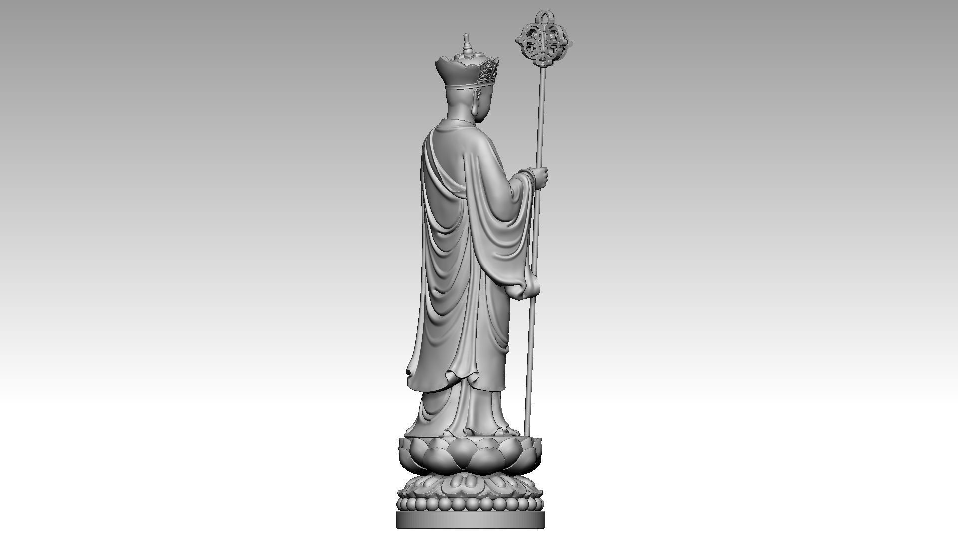 Ksitigarbha with a staff 3D print model_5