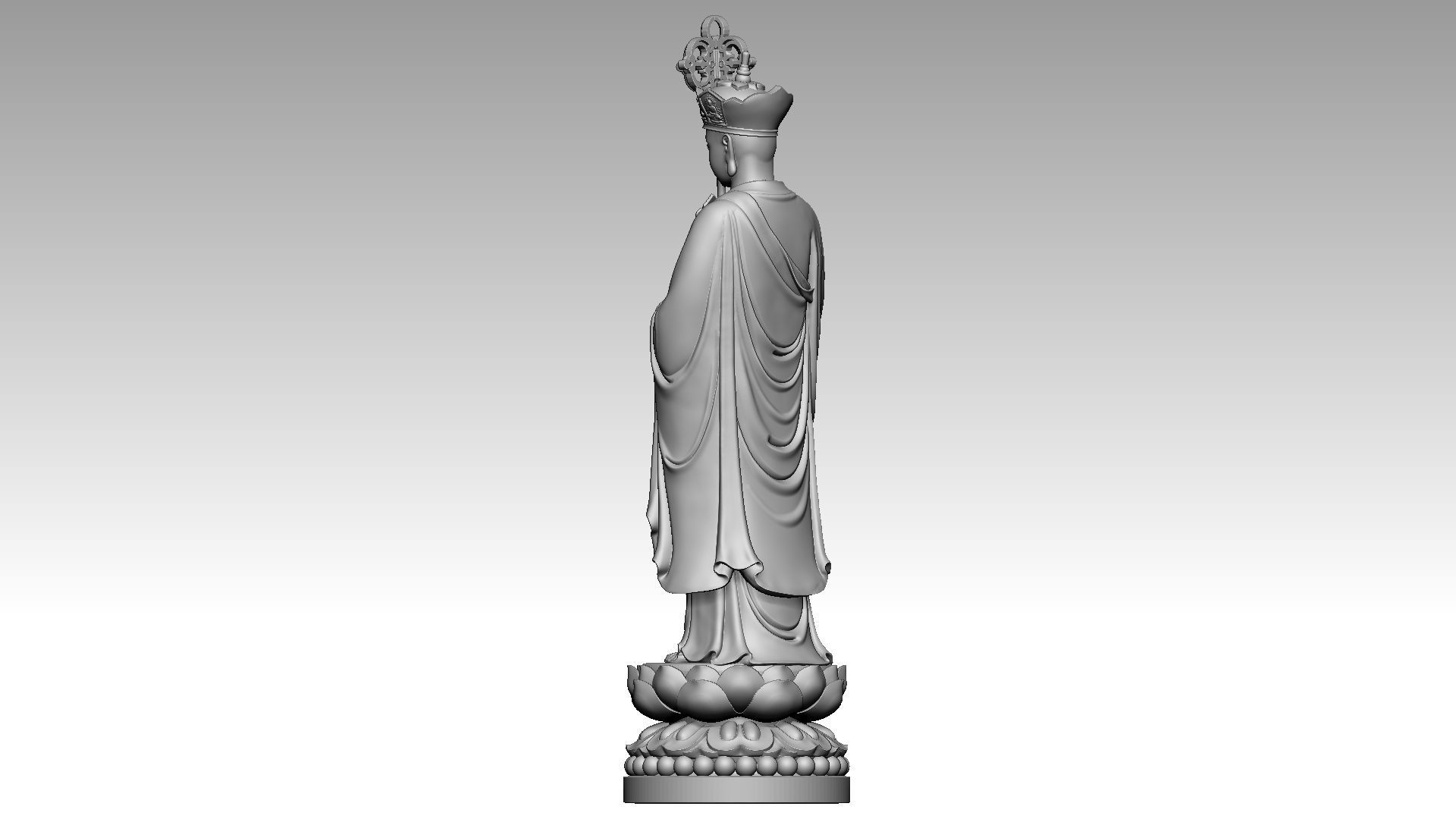 Ksitigarbha with a staff 3D print model_3