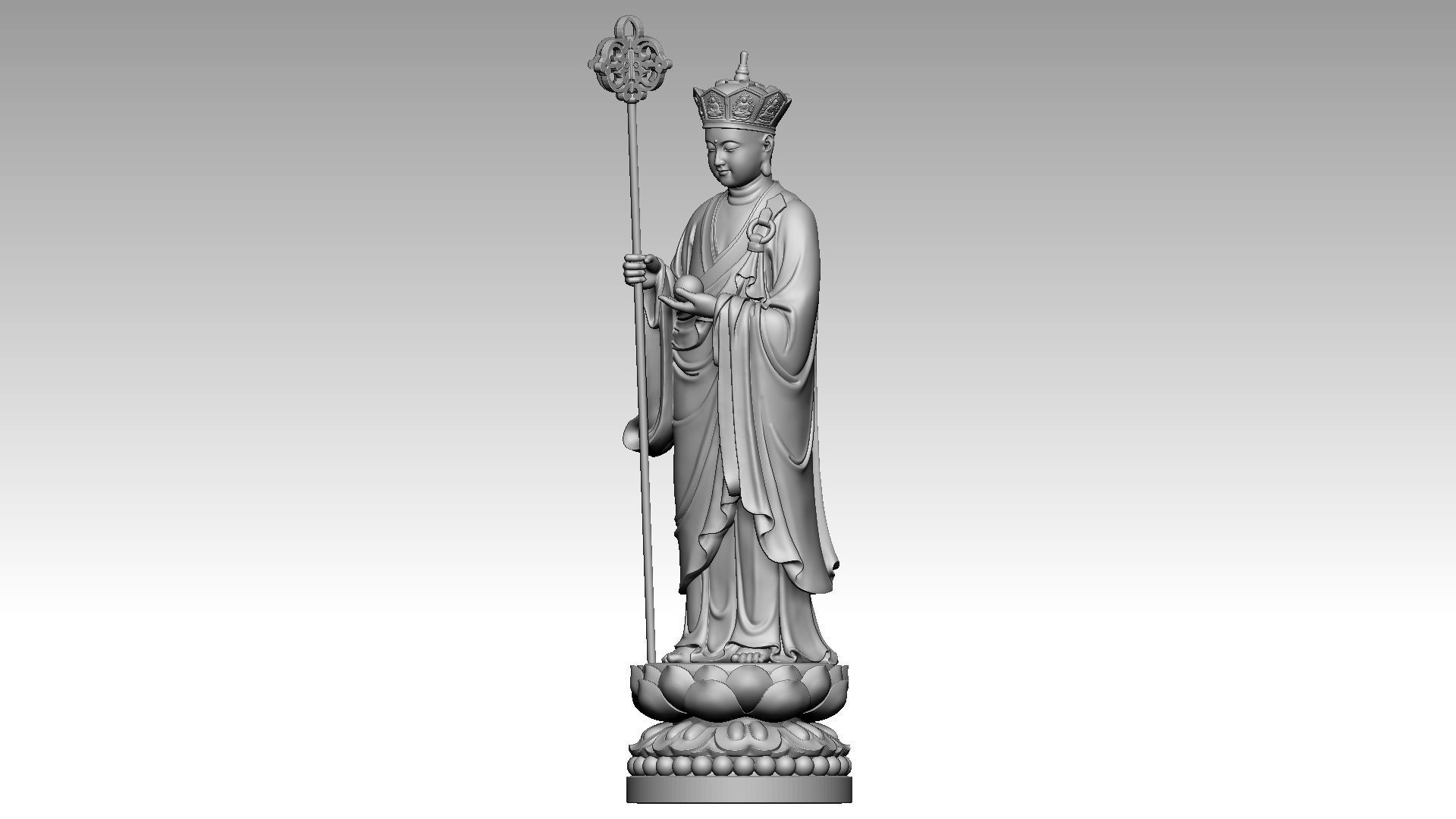 Ksitigarbha with a staff 3D print model_1