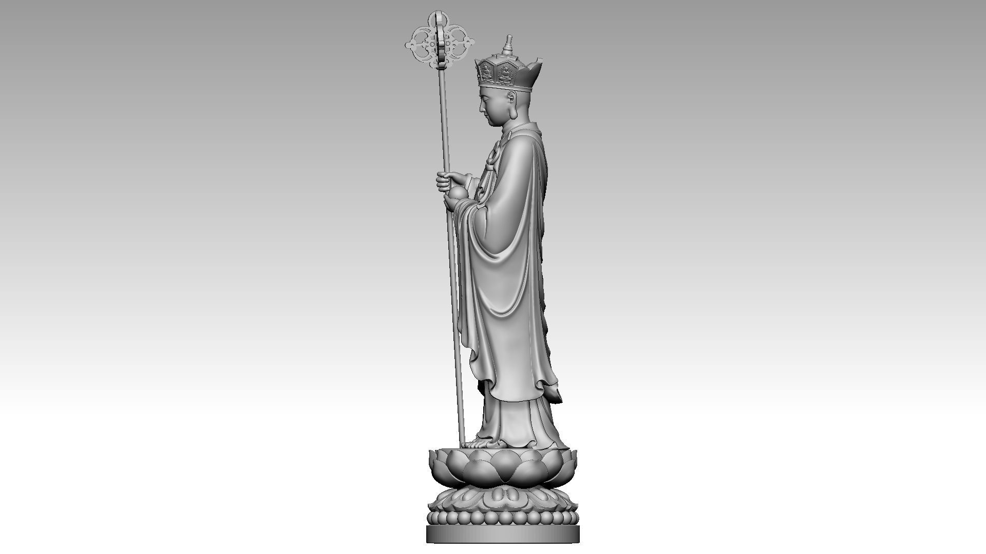 Ksitigarbha with a staff 3D print model_2