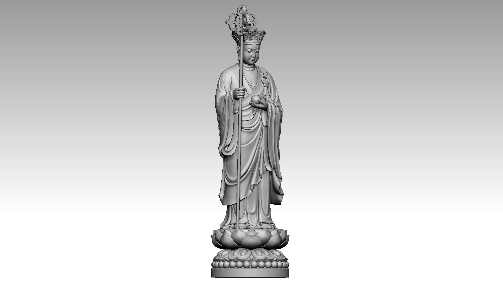 Ksitigarbha with a staff 3D print model_7