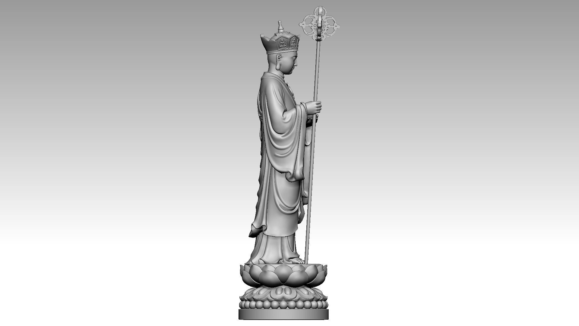 Ksitigarbha with a staff 3D print model_6