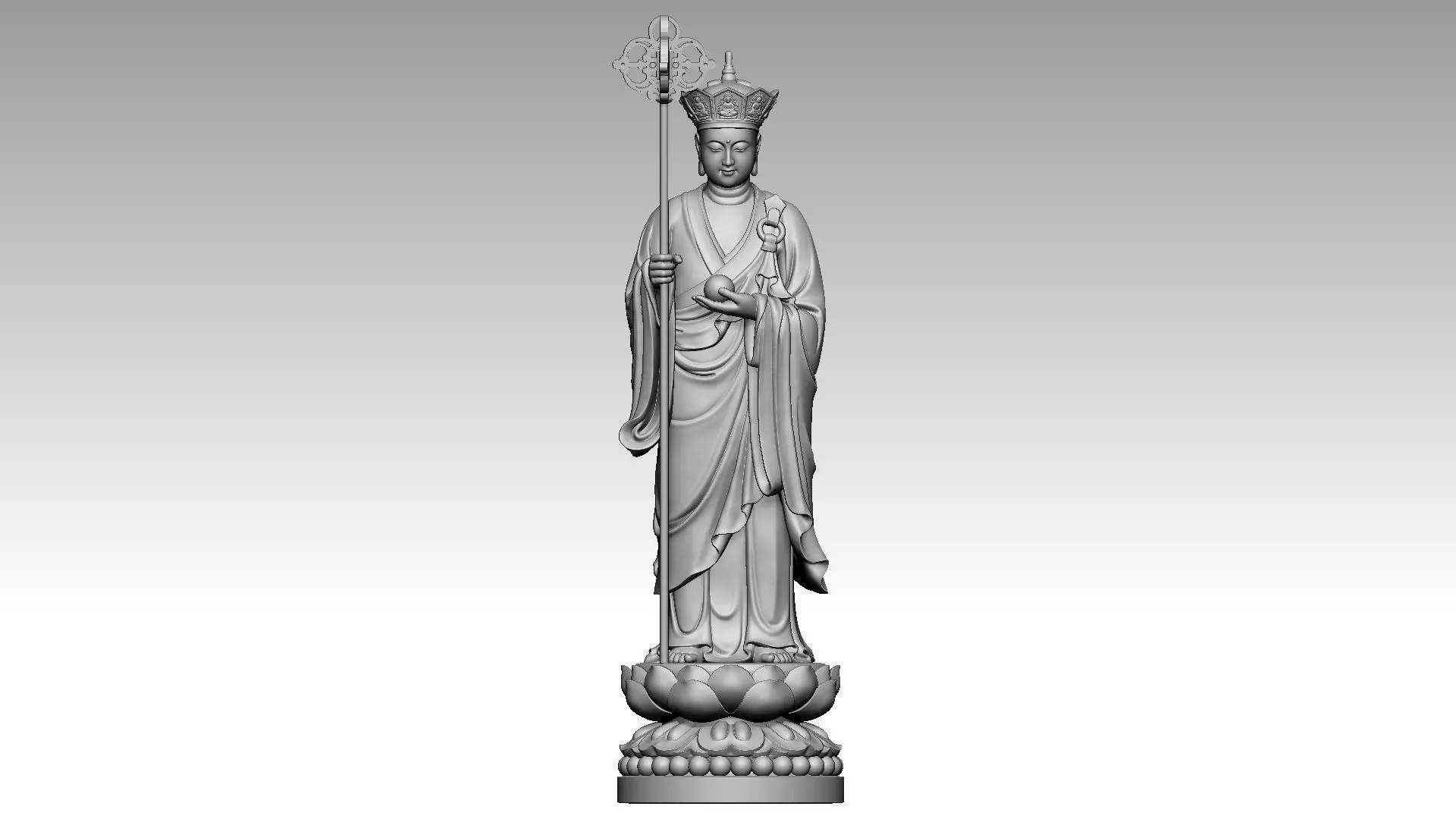 Ksitigarbha with a staff 3D print model_0