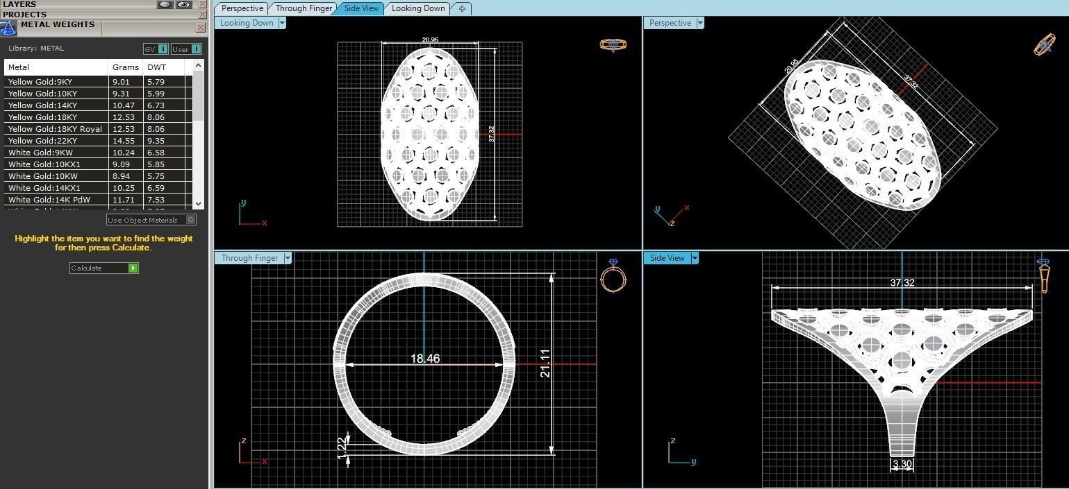 Fusion Wire Mesh Plain Gold Ring 3dm stl renders details 3D print model_3