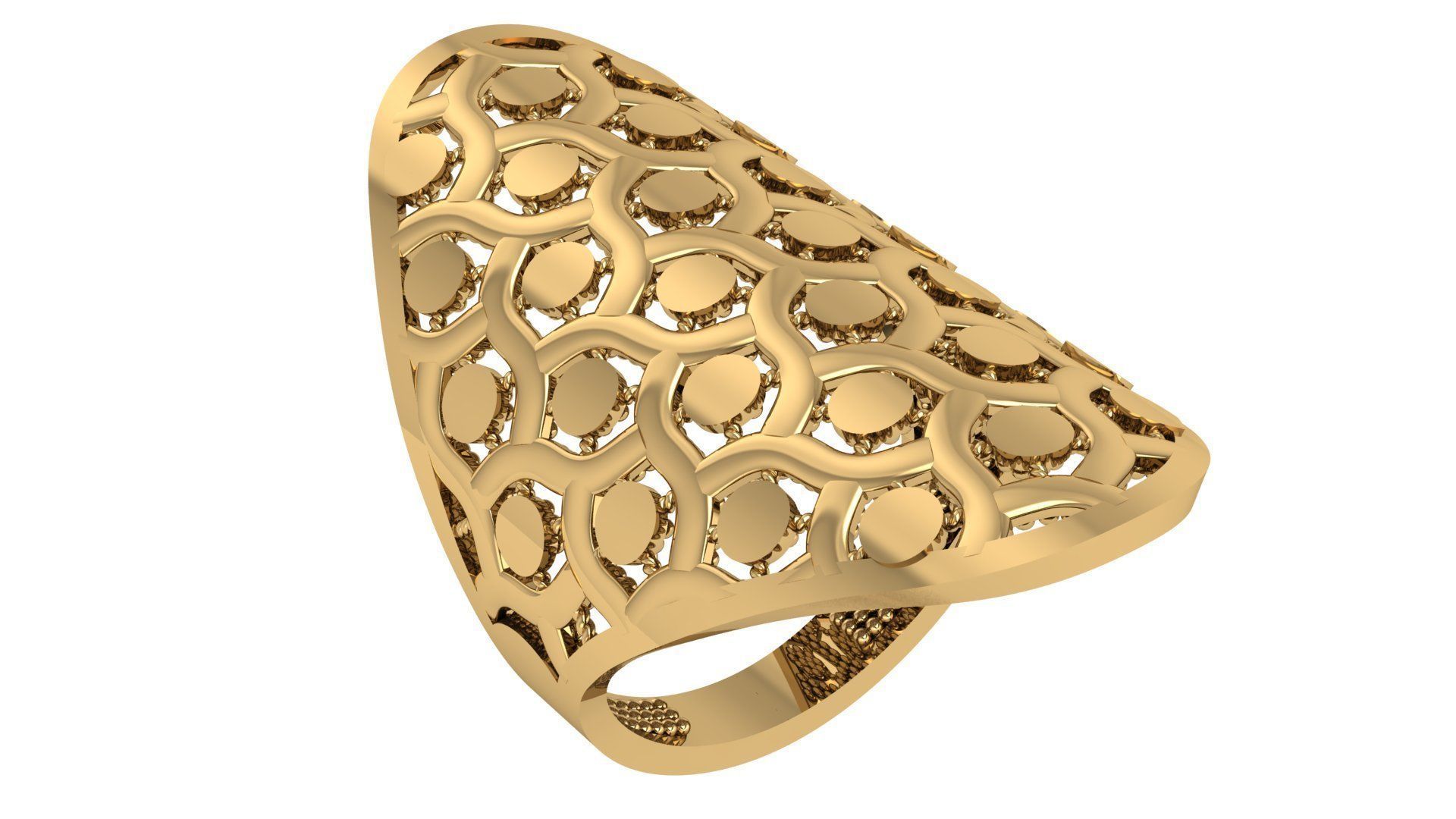 Fusion Wire Mesh Plain Gold Ring 3dm stl renders details 3D print model_1