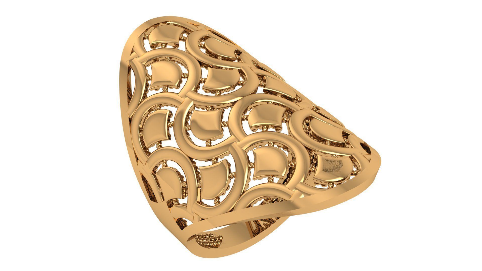 Fusion Wire Mesh Plain Gold Ring 3dm stl renders details 3D print model_1