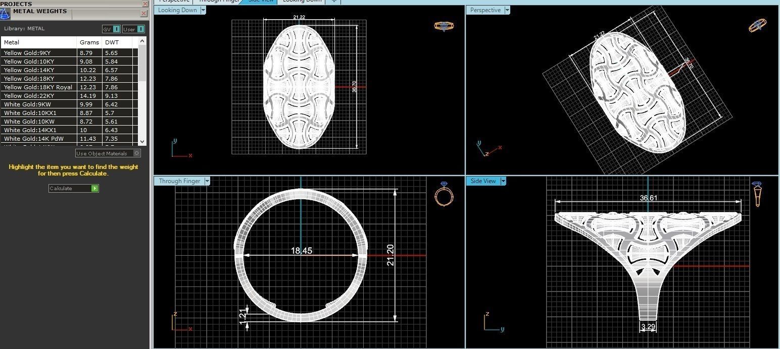 Fusion Wire Mesh Plain Gold Ring 3dm stl renders details 3D print model_3