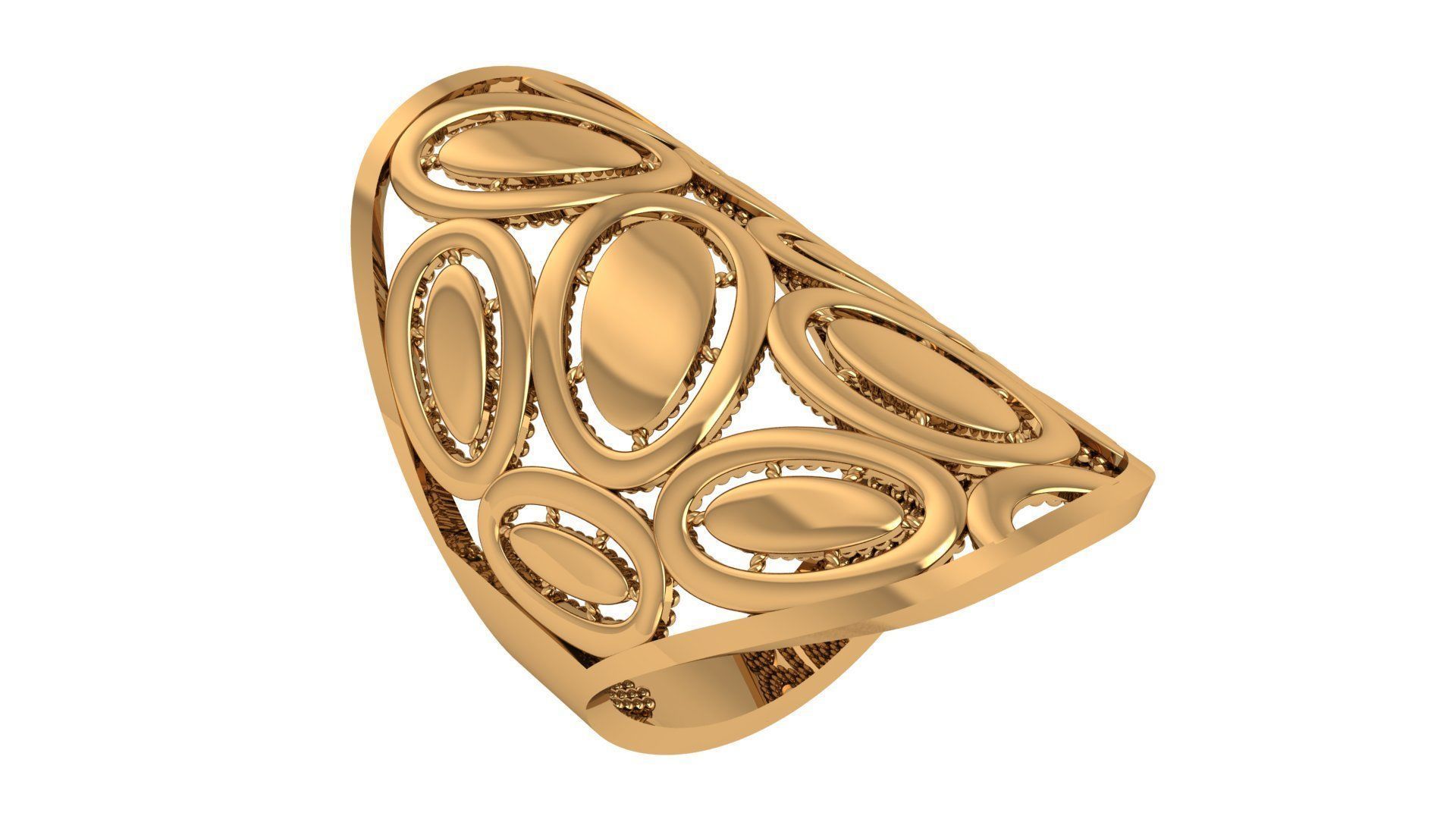 Fusion Wire Mesh Plain Gold Ring 3dm stl renders details 3D print model_1