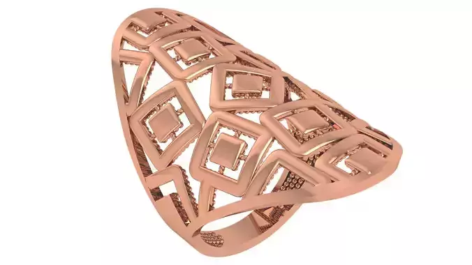 Wire Mesh Plate Plain Gold Ring 3dm stl renders details