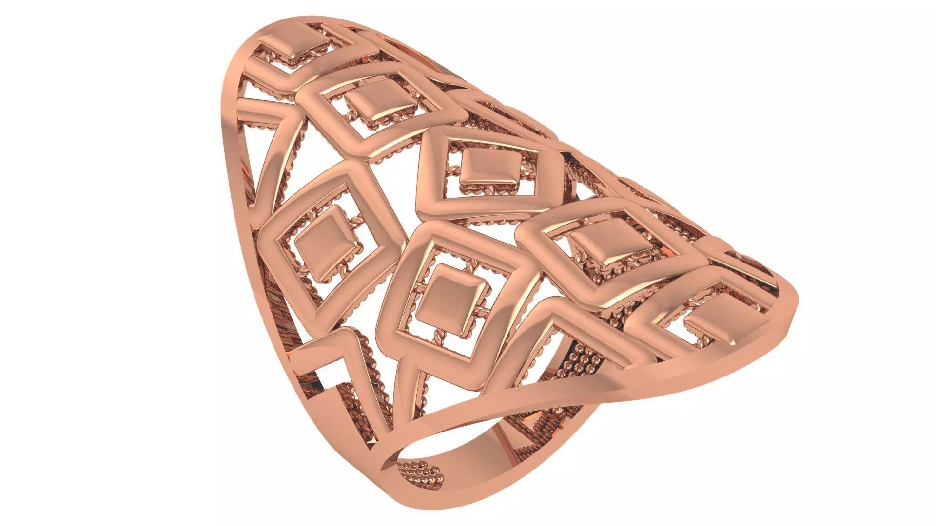 Wire Mesh Plate Plain Gold Ring 3dm stl renders details 3D print model_0