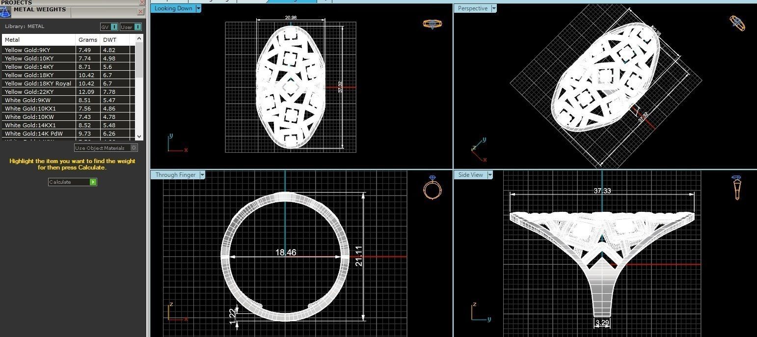 Wire Mesh Plate Plain Gold Ring 3dm stl renders details 3D print model_3