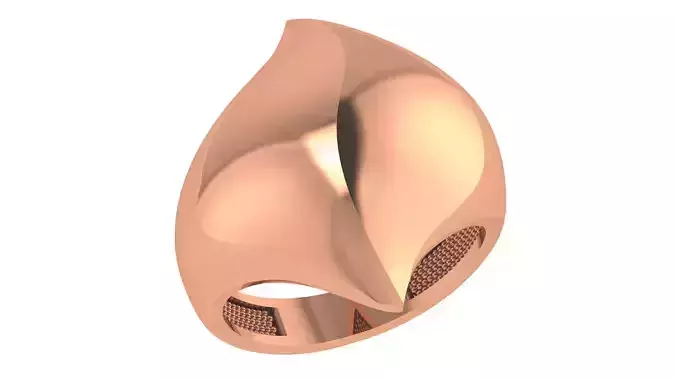 Nugget Plain Gold Ring 3dm stl renders details