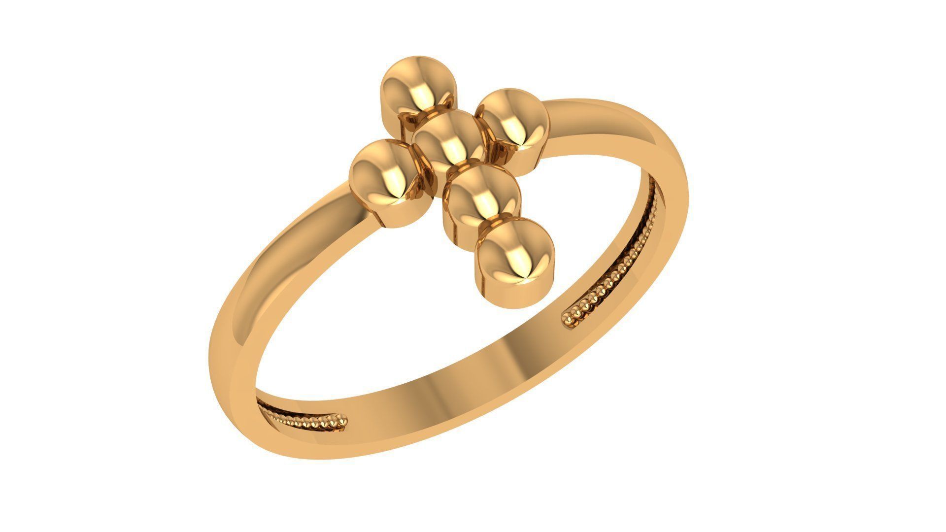 Cross Plain Gold Ring 3dm stl renders details 3D print model_1