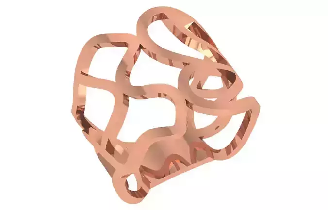 Wire Mesh Plain Gold Ring 3dm stl renders details