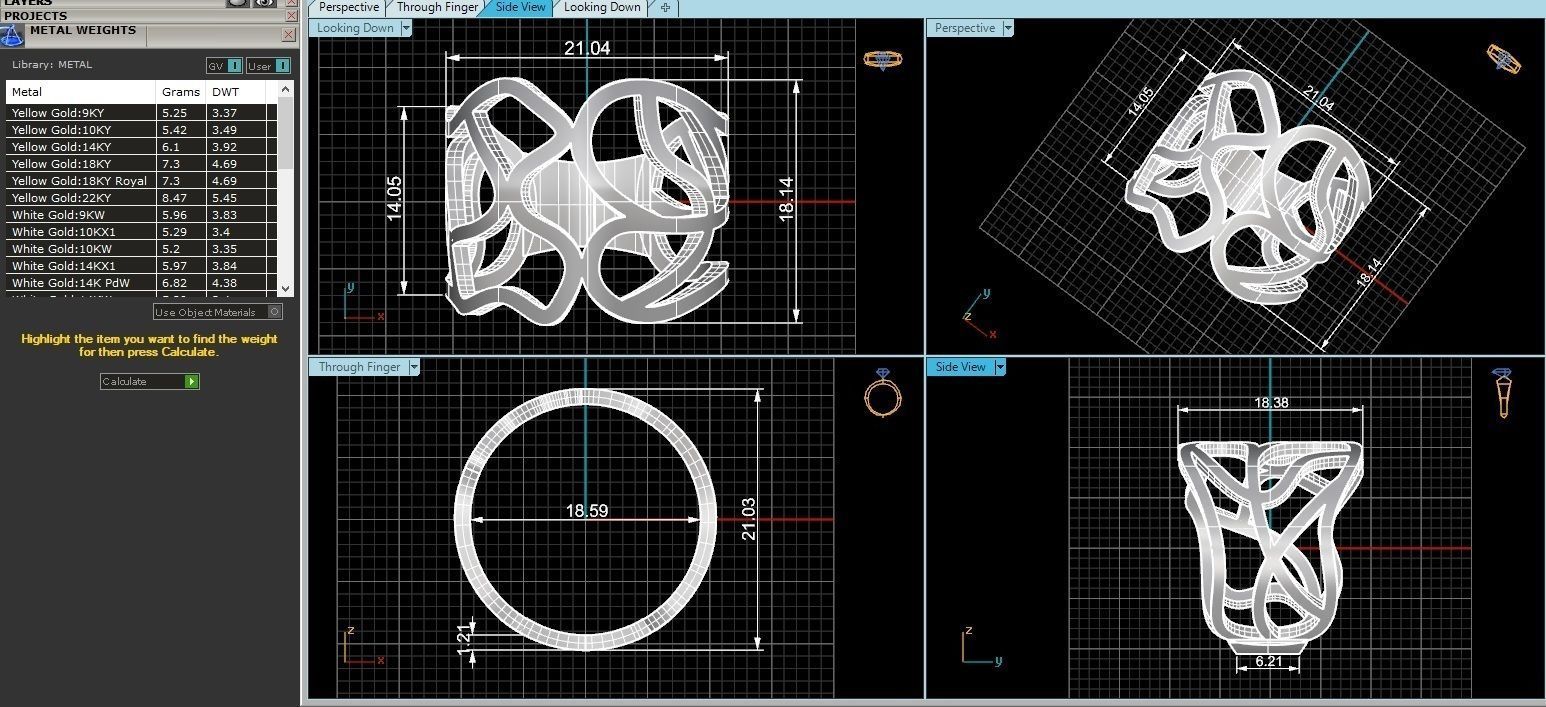 Wire Mesh Plain Gold Ring 3dm stl renders details 3D print model_3