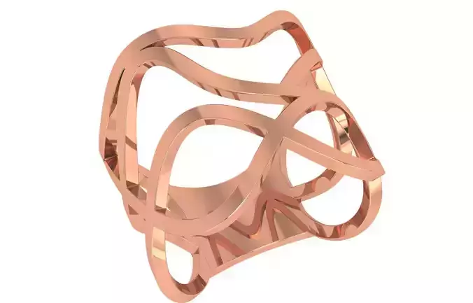 Wire Mesh Plain Gold Ring 3dm stl renders details