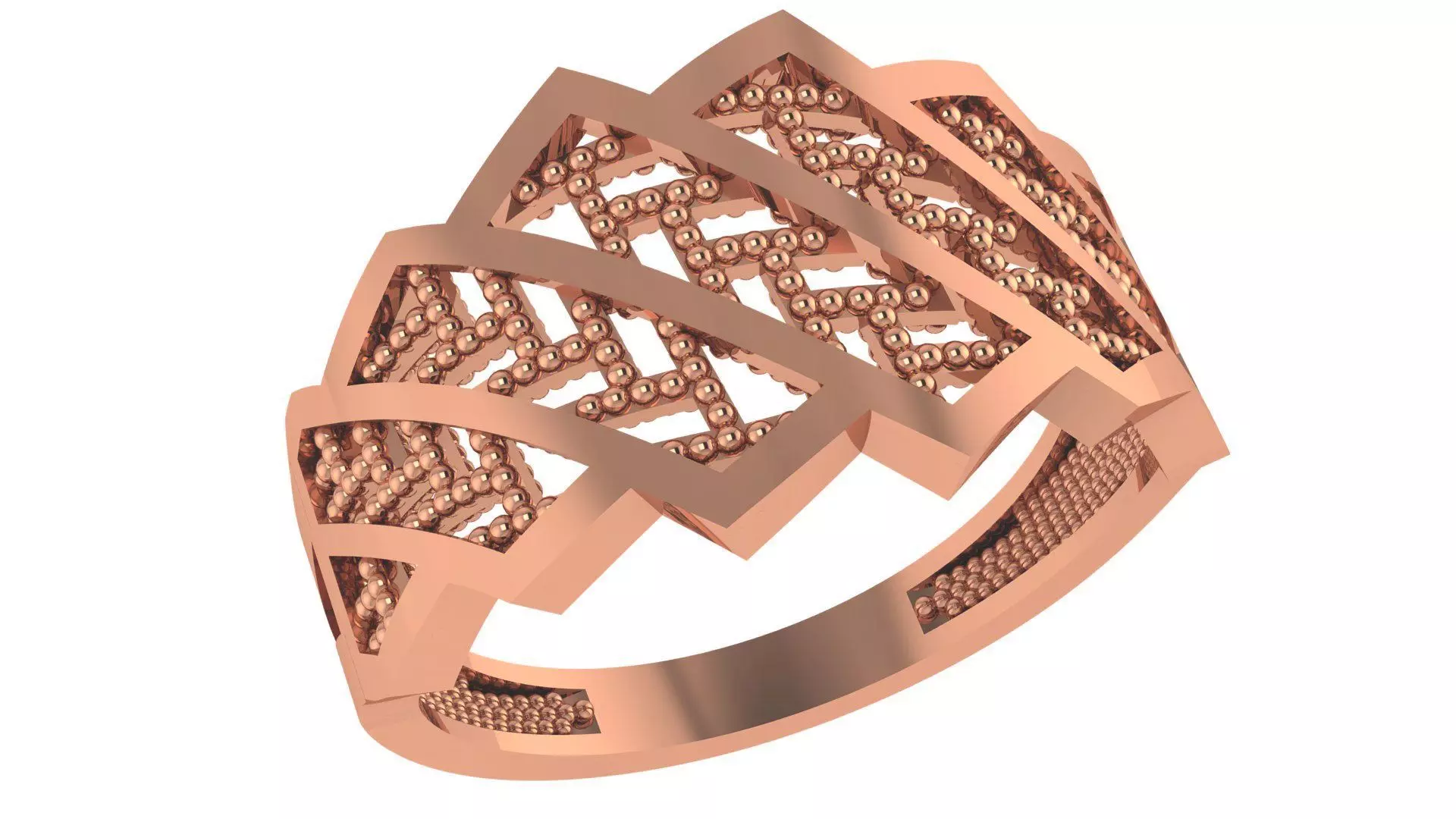 Beads Fusion Mesh Wire Plain Gold Ring 3dm stl renders details 3D print model_0