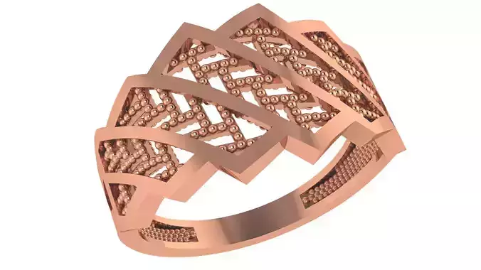 Beads Fusion Mesh Wire Plain Gold Ring 3dm stl renders details 3D print model