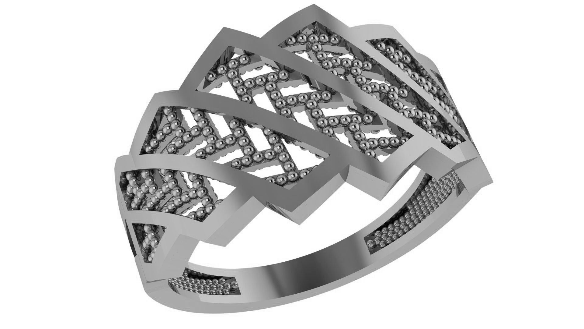 Beads Fusion Mesh Wire Plain Gold Ring 3dm stl renders details 3D print model_2