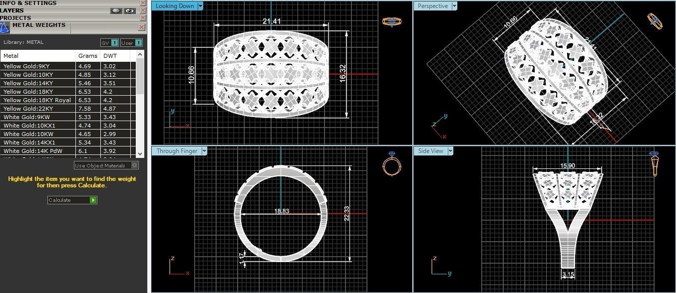 Star Fusion Wire Mesh Plain Gold Ring 3dm stl renders details 3D print model_3