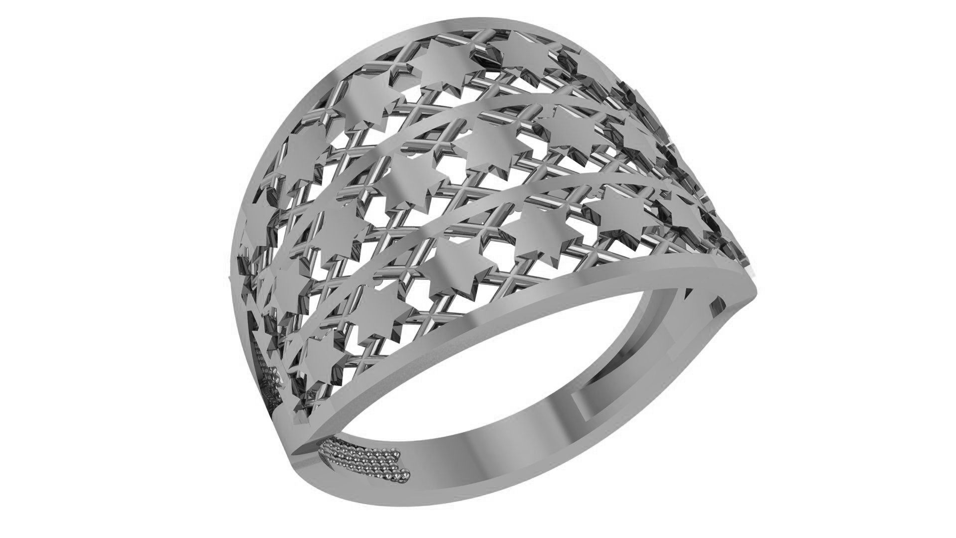 Star Fusion Wire Mesh Plain Gold Ring 3dm stl renders details 3D print model_2