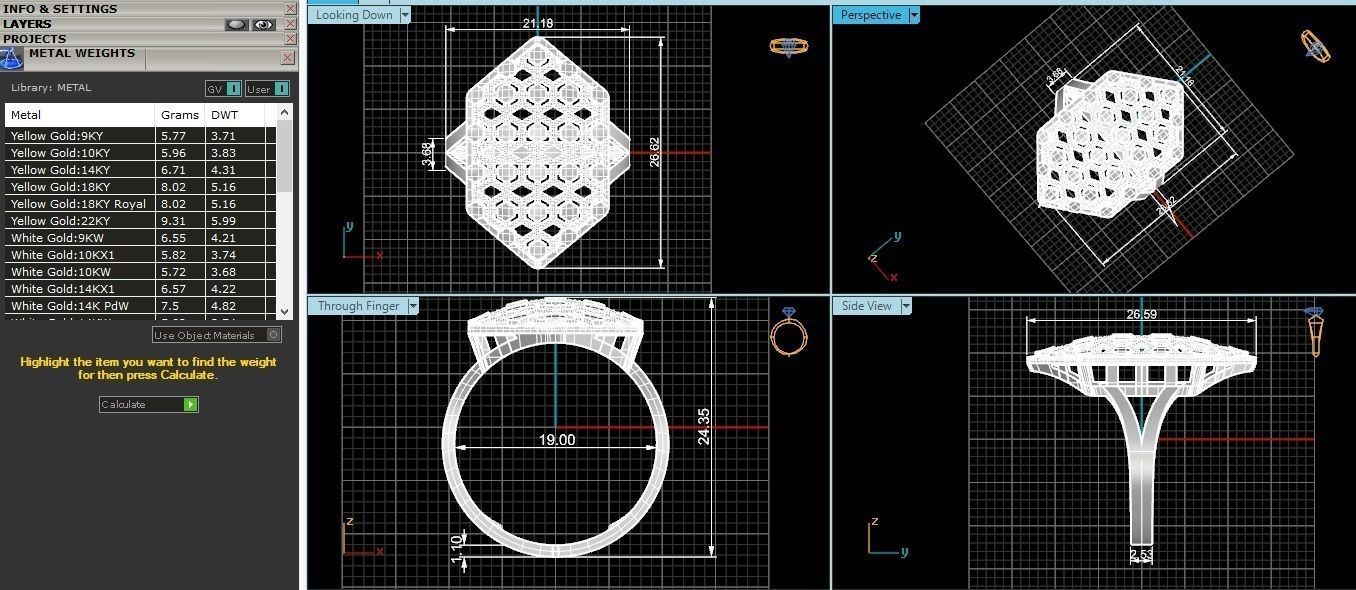 Beads Fusion Wire Mesh Plain Gold Ring 3dm stl renders details 3D print model_3