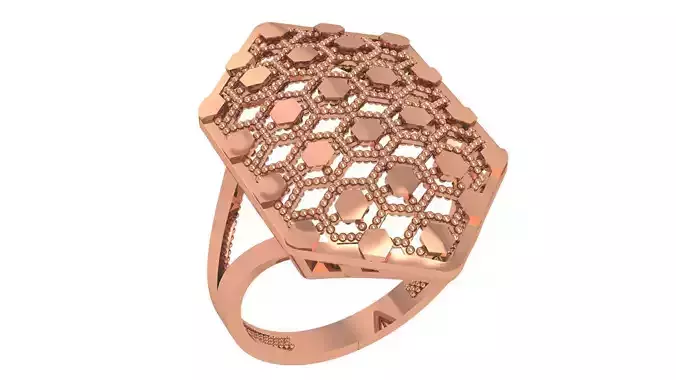 Beads Fusion Wire Mesh Plain Gold Ring 3dm stl renders details 3D print model