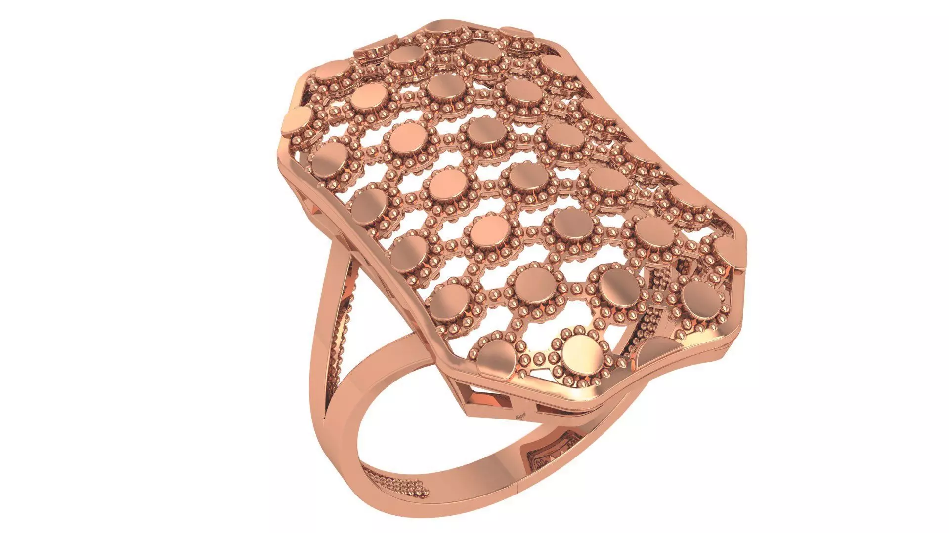 Fusion Wire Mesh Plain Gold Ring 3dm stl renders details 3D print model_0