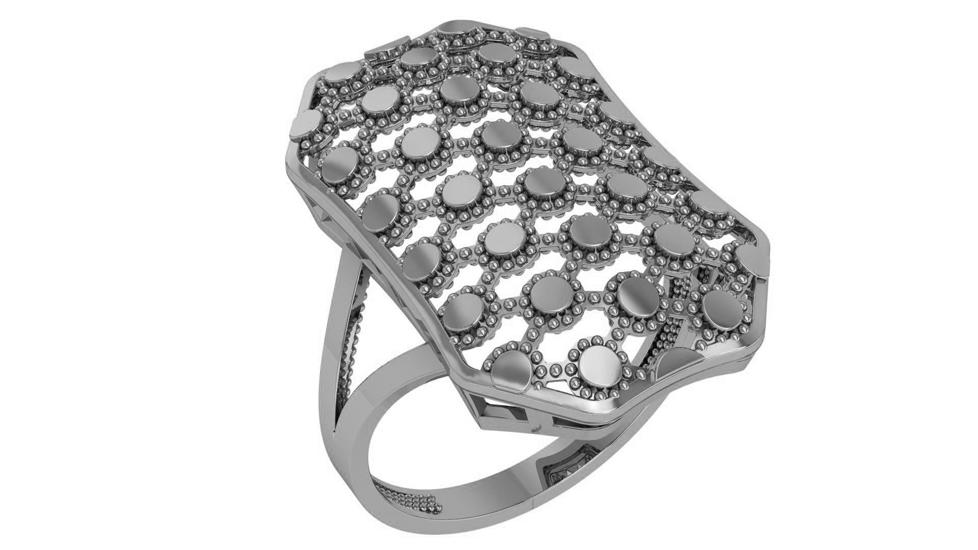 Fusion Wire Mesh Plain Gold Ring 3dm stl renders details 3D print model_2