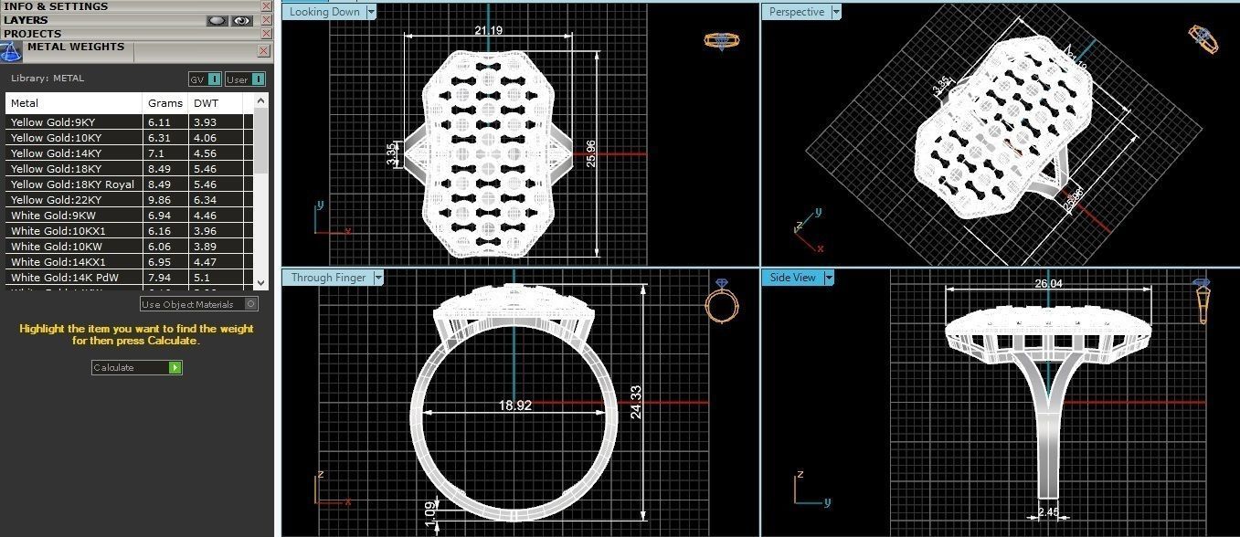 Fusion Wire Mesh Plain Gold Ring 3dm stl renders details 3D print model_3