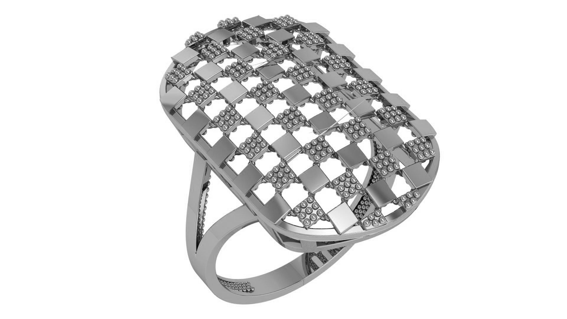Beads Fusion Wire Mesh Plain Gold Ring 3dm stl renders details 3D print model_2