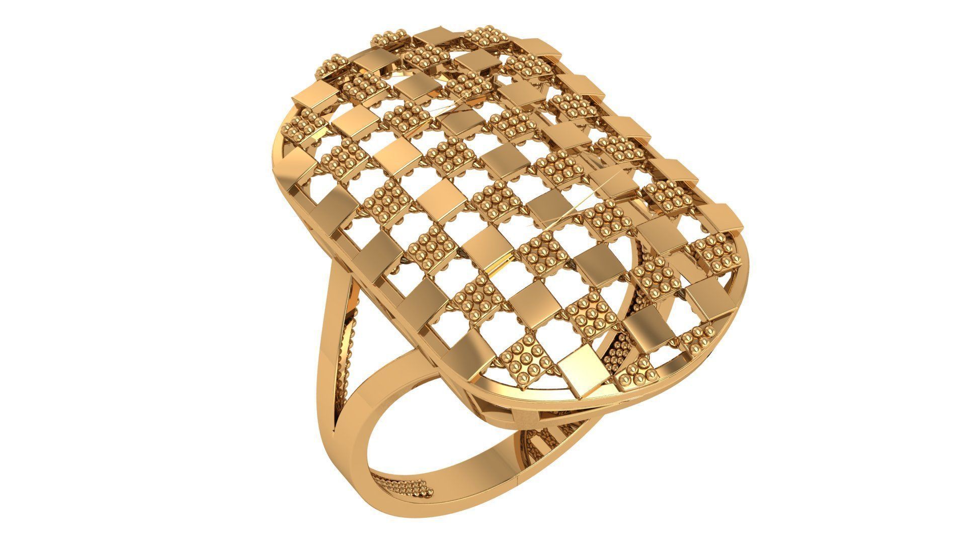 Beads Fusion Wire Mesh Plain Gold Ring 3dm stl renders details 3D print model_1