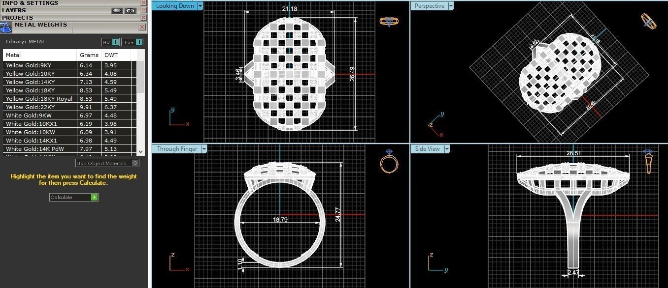 Beads Fusion Wire Mesh Plain Gold Ring 3dm stl renders details 3D print model_3