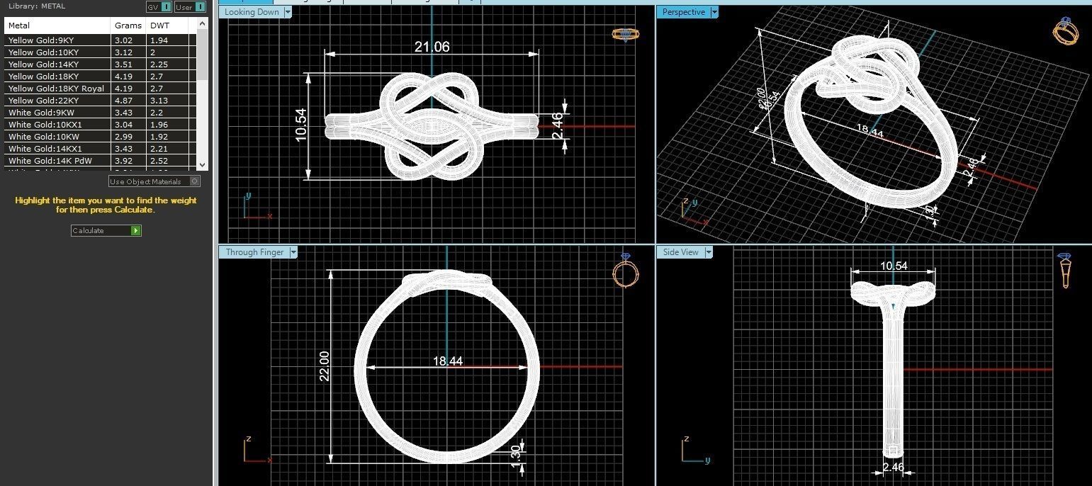 Wire Knot Plain Gold Ring 3dm stl renders details 3D print model_3